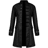 Mens Vintage Tailcoat Steampunk Jacket Gothic Costume for Halloween Cosplay Medieval Victorian Frock Coat Long Uniform