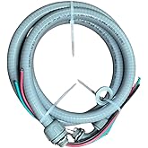 Duretech Electrical AC Whip Kit, 1.83 m, 1/2-Inch Nonmetallic Conduit, 10-Gauge 3-Conductor Wires, UL Listed