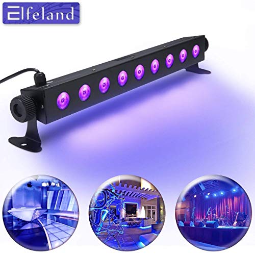 UV LED Black Light Fixtures,Elfeland 27W 9LED UV Light Bar Black Light Fixture Metallic Blacklight Disco Light Stage Light for Glow Party UV BodyÂ Paint Holiday Disco DJ Poster Tapestry