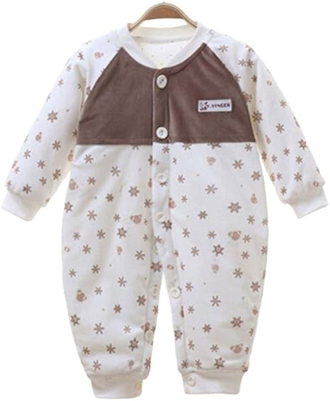 Amazon Co Jp 冬のベビーカバーオール 綿のパジャマ新生児暖かい 0 10ヶ月の赤ちゃんの男性と女性のための服を登ります Coffeecolor 73cm ホーム キッチン