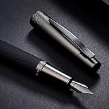 Hongdian 6013 Matte Black Fountain Pen with Metal Gift Box Titanium Black Fine Nib Gift Pen Set