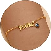 JSJOY Gold Mama Bracelet with Birthstone Birthday Gifts for Women Dainty Birthstone Bracelets Emerald Jewelry Mom Gifts for Grandma Daughter Wife