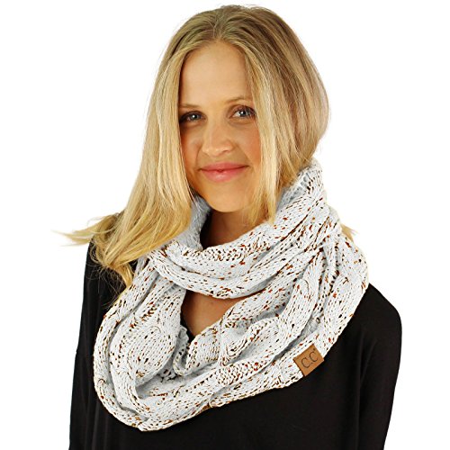 SK Hat shopC.C Confetti Soft Chunky Pullover Knit Long Loop Infinity Hood Cowl Scarf Ivory by SK Hat Shop