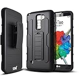 STARSHOP Heavy Duty Dual Layers Full Protection  Hybird Case with Kickstand and Locking Belt Swivel Clip for LG G Stylo 2 - Black