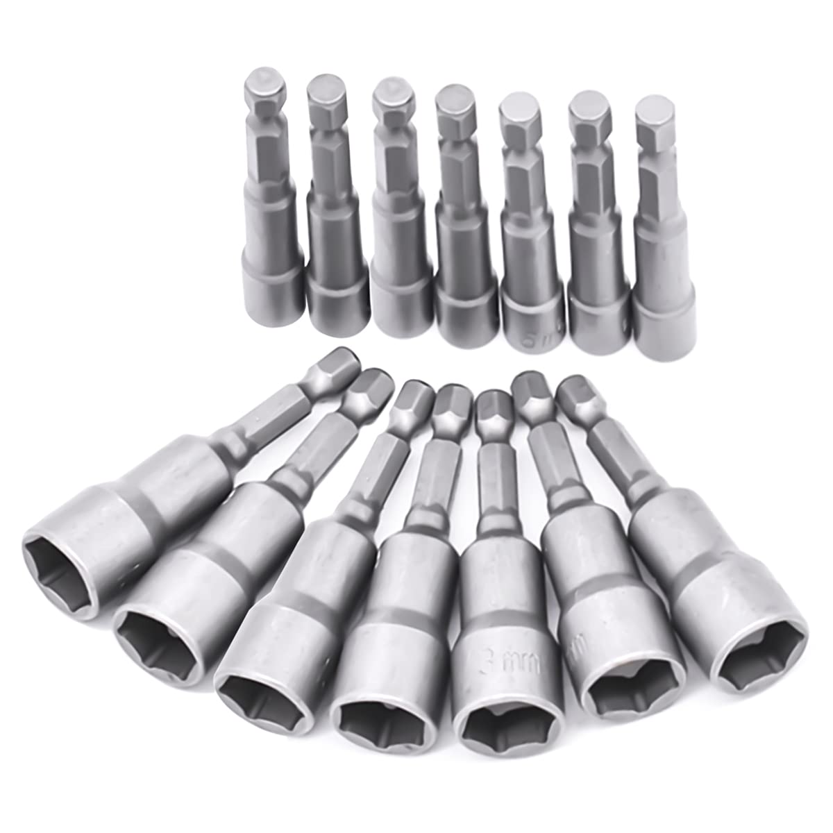 14 Pcs Magnetic Hexagon Socket, 6-19mm Hex Shank Magnetic Nut Setter Driver, Hex Drill Bits,1/4 Inch Magnetic Drill Bit Set, Used to Electric Screwdriver Handle Tools