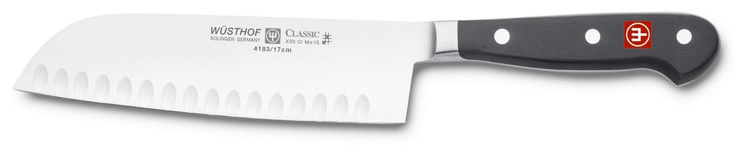 Wsthof WU4183 4188-7 Wusthof Classic Hollow Edge Santoku Knife 7 7" Black