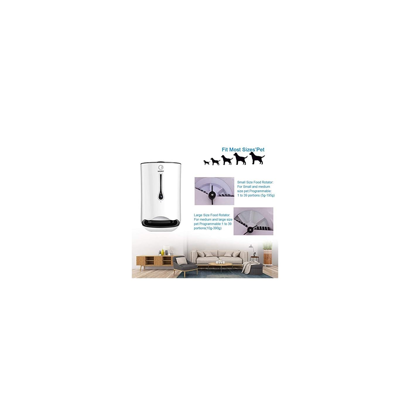 WOPET SmartFeeder,Automatic Pet Dog and Cat Feeder,6-Meal Auto Pet