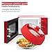 Bezrat Vented, Easy Grip, Silicone and Glass Microwave Cover Red – Microwave Splatter Guard for 6–7–8–9-10 inch Plates and Bowls