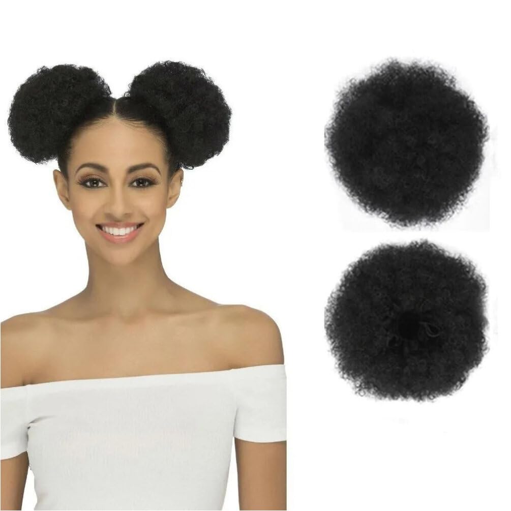 Beaupretty 2pcs hairpiece Donut Buns for Extension Bun Draw Girls Synthetic Kids Hair Chignon Wig Updo Puff Women Ponytail Afro Clips Fake Black Scrunchies Extensions Curly Cm Messy