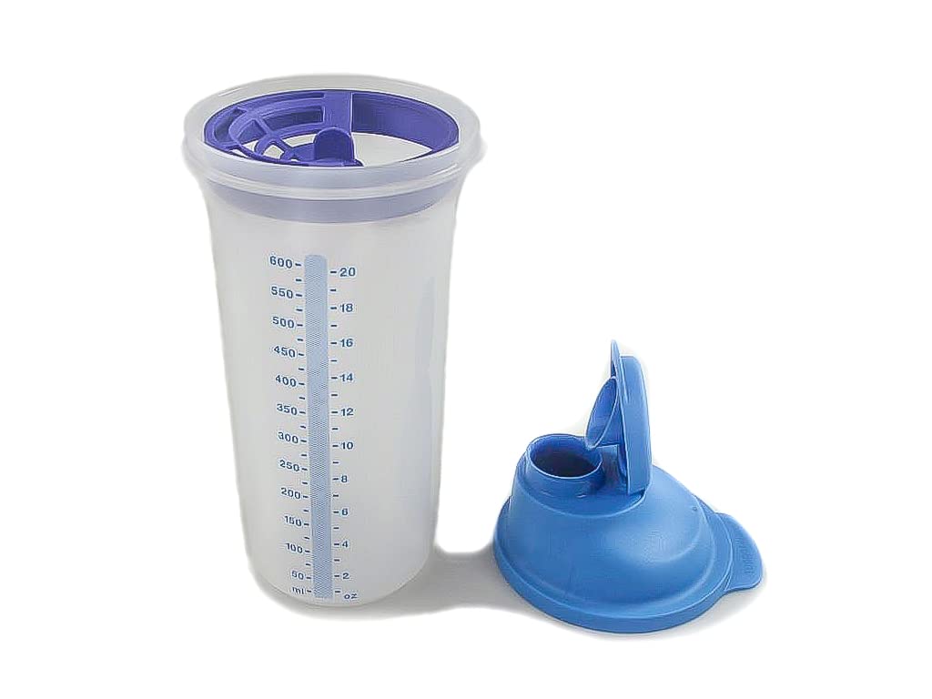Tupperware Shaker with Whisk Disc Measuring Beaker with Shaky Large 600 ml Blue