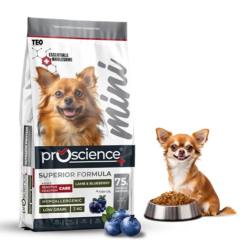Teo Premium Proscience Mini Adult Dog Food 2KG Lamb & Blueberry + Fish Oil Sensitive Digestion, Hypoallergenic, 75% Animal Protein, Omega 3 & 6, 32% Protein, 15% Fat Joint Support Formula