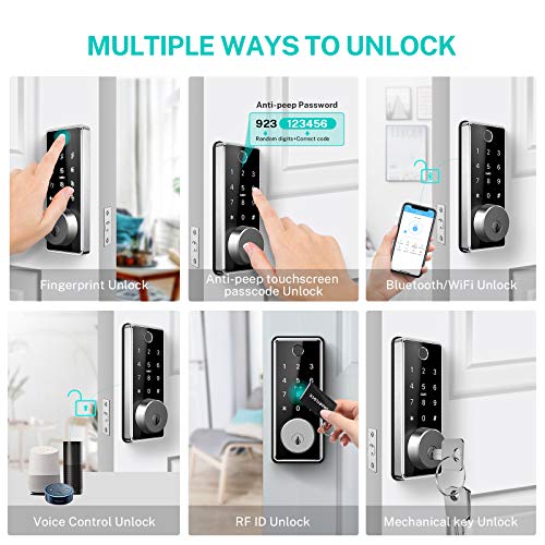 Keyless Entry Door Lock,Keypad Entry Door Lock,Fingerprint Door Lock,Keypad Deadbolt Lock,Smart Lock Front Door… - Image 3