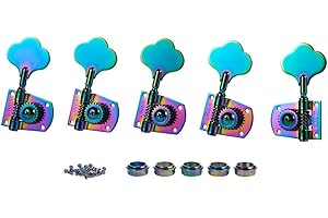 KAISH Cloverleaf 5 String Bass Tuners Bass Tuning Machines 5 String Bass Tuning Keys for Standard/Highway One Series Jazz Bass J Bass/Precision Bass P Bass Burnt Chrome 4 Right/1 Left