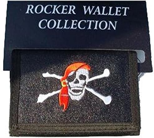 Skull and Cross Bones Tri-fold Faux Leather Wallet Rocker Collection