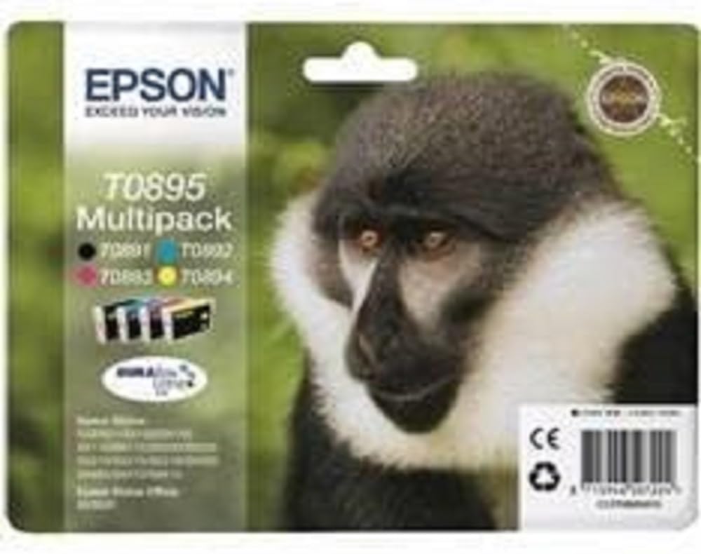Epson Original Ink T0895 Colour Y Black Pack of 4 Stylus S20,S21,SX105,SX110,SX115,SX200,SX205,SX210, SX215,SX218,SX400,SX405,SX410,SX415