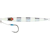 Nomad Design Deep Water Fishing - Erratic Action Trigger for Predators, Fast Sinking &amp; BKK Jig Assist Hooks The Streaker 120G - 4 oz - Silver Glow Stripe