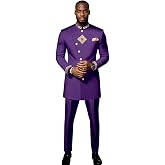 SEA&amp;ALP Men African 2 Piece Suit Embroidery Dashiki Outfit Wedding Attire | Embroidery mandarin collar jacket &amp; pants 2-piece set, Traditional African senator clothes for wedding, church &amp; party