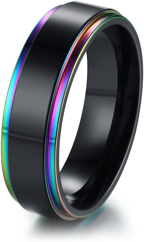 Personalized Engraved 8MM Black Carbon Fiber Ring Mens Wedding Ring Polished Domed Band for Men Women,Size 7