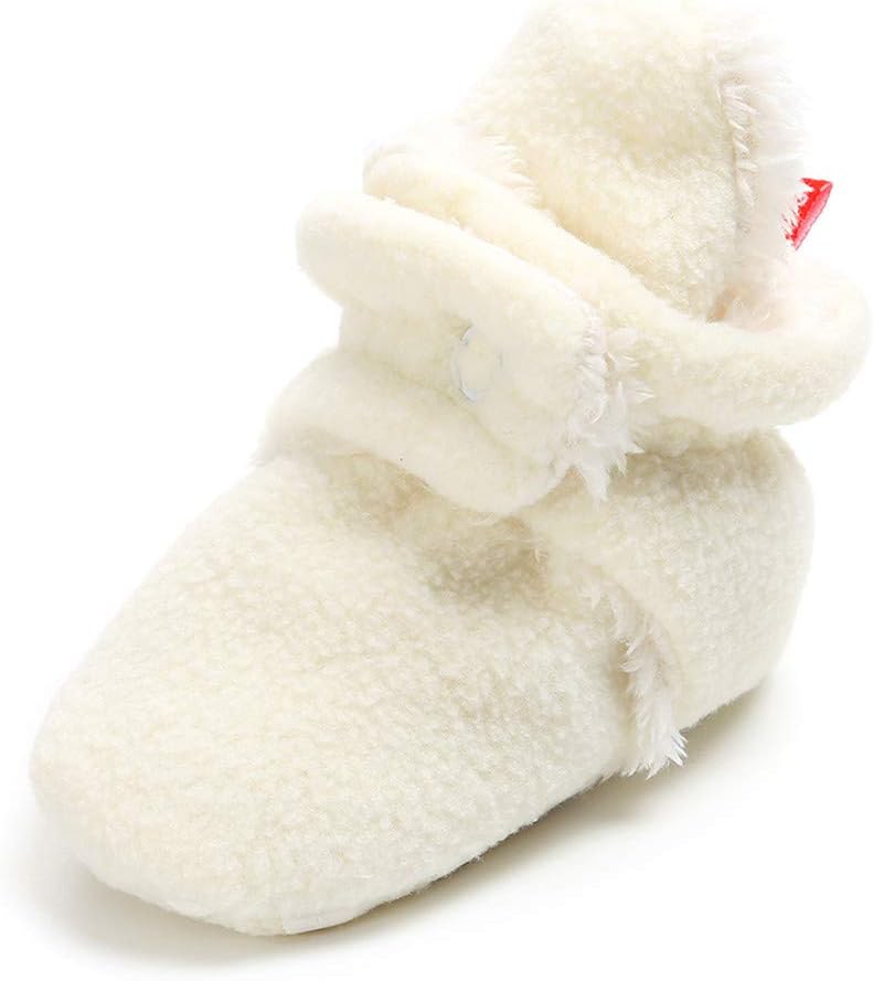 PanGa Winter Cotton Booties Socks for Unisex Baby Soft Sole Non-Slip Fleece Cozy Socks Infant Toddler First Walkers Crib Slippers Shoes