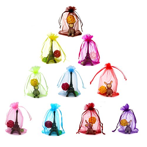 jijAcraft 100Pcs Organza Bags, 10x15CM Organza Gift Bags, Jeweller Pouches Drawstring Bag, Small Party Sweet Bag For Wedding, Birthday, Christmas, Gift Wrapping (10 Colours)