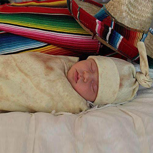 Kehen 2pcs Newborn Sleep Bag - Burrito Baby Blanket Wearable Flour Tortilla Swaddle Blanket Sleeping Swaddle Wrap with Hat (Burrito #1 (Swaddle+Hat), 0-3 Months) - Thumbnail 3