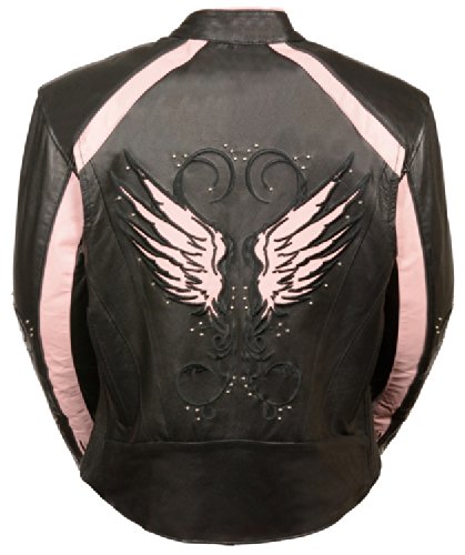 Milwaukee Women's Leather Jacket (Black/Pink, Medium)