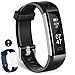 Fitness Tracker, Wesoo K1 Fitness Watch : Activity Tracker Smart Band with Sleep Monitor, Smart Bracelet Pedometer Wristband with Replacement Band for iOS & Android (Black+Blue Band)