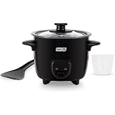 Dash Mini Rice Cooker, 2-Cup Removable Ceramic Nonstick Pot, Black | Personal 1 Cup Uncooked Rice Maker, Makes 2 Cups Cooked, Keep Warm Function, Cooks Oatmeal, Quinoa &amp; Grains