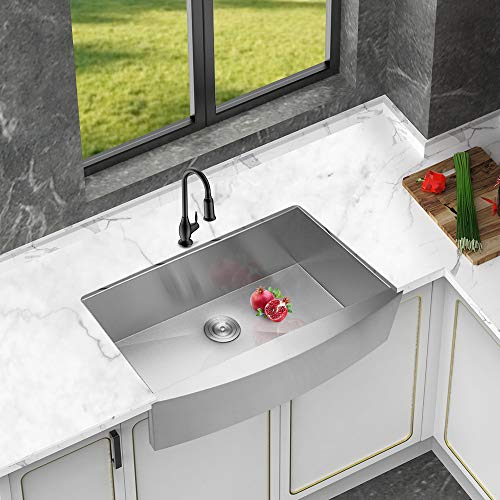 Logmey LMA3020 Luxury 30 Inch Farmhouse Apron Deep Single Bowl 18 Gauge Stainless Steel Kitchen Sink
