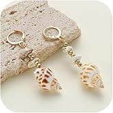 Boho Sea Shell Hoop Earrings for Women,Dainty Retro Seashell Conch Starfish Dangle Drop Earring Chic Bead Pearl Tassel Earrings Summer Beach Ocean Jewelry Gifts