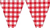 Large Red and White Checkered Gingham pennant banner - 24 feet long