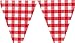 Large Red and White Checkered Gingham pennant banner - 24 feet long