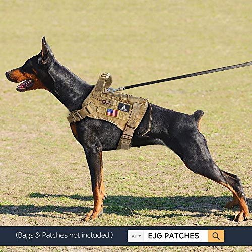 EJG Tactical Dog Harness Vest, with Molle System & Velcro Area, No Pulling Design, Comfy Mesh Padding, for Service Dogs, Military Training Hunting Hiking, for Medium Large Dogs (Medium, Tan) - Thumbnail 2