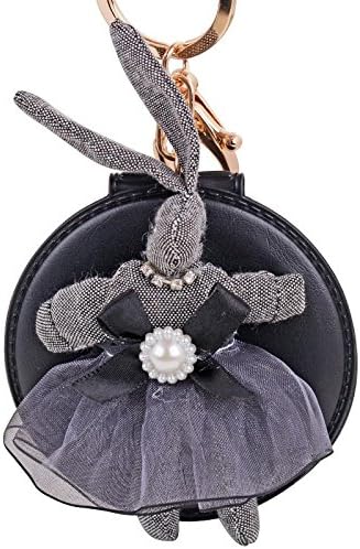 WWQY Creative mirror car key ring bag pendant fashion ladies ornaments female rabbit Korean version of the decorative gifts, black
