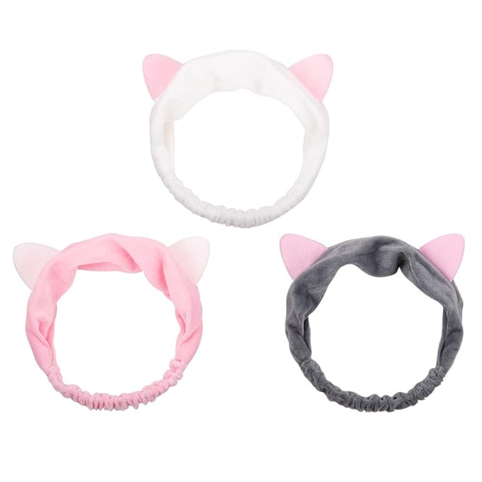 3 Pack Dreamlover Elastic Velvet Cat Ear Headband, Adorable and