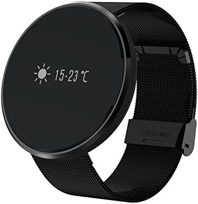 Bluetooth Smartwatch Round Water Resistant with Pedometer,Heart Rate Monitor,Blood Pressure, Sleep Monitor, for IOS and Android Device(black steel)