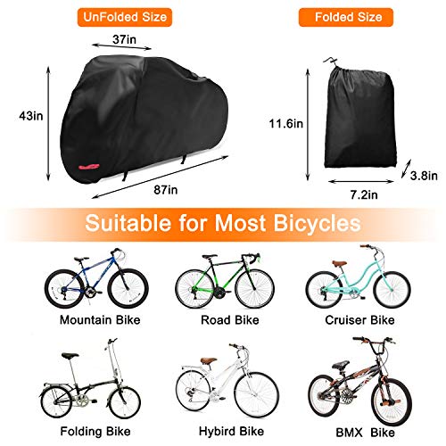 WDLHQC Bike Cover, 210D Oxford Waterproof Bike Cover All Weather Outdoor Protection,Oxford Durable & Tear Proof,Precision Fit for 2 or 3 Mountain Road/City/Beach Bikes