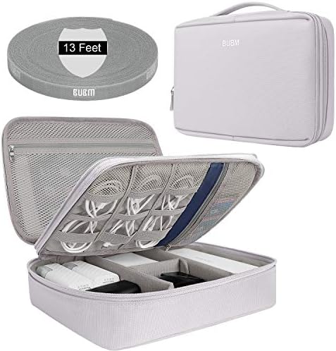 BUBM Electronics Organizer Bag,Double-Layer Convenient Travel Cable Storage Bag for IPad, Mobile Phone, Charger, USB Cable, SD Card, U Disk, Power Bank, Earphone(Gray)