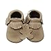 YIHAKIDS Baby Tassel Shoes Soft Leather Sole Infant Shoes Baby Moccasins Crib Shoes Khaki(Size 5,6-12 Months/4.9in)