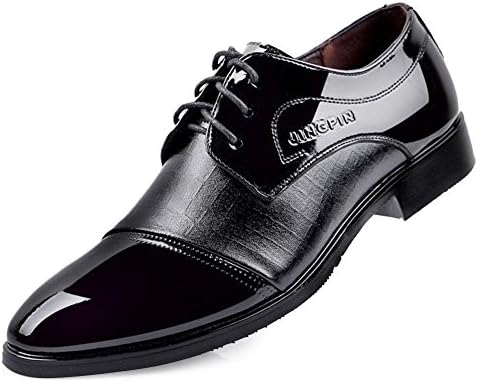 DEARWEN Men's Lace Up Patent Leather Oxford Dress Shoes Formal Wedding Shoes