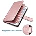 ULAK iPhone 6 Plus Case, iPhone 6s Plus Wallet Case, Hybrid Flip PU Leather Cover with Multi Card Slots Holders Wrist Strap for Girls Women, Rose Gold