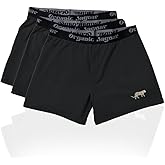 Organic Jaguar Boxers for Men, 3 Pack, Small, 100% Organic Cotton Mens Underwear, Sustainably Sourced Mens Boxers, Soft, Lightweight, Breathable Fabric with Elastic Waistband, Black