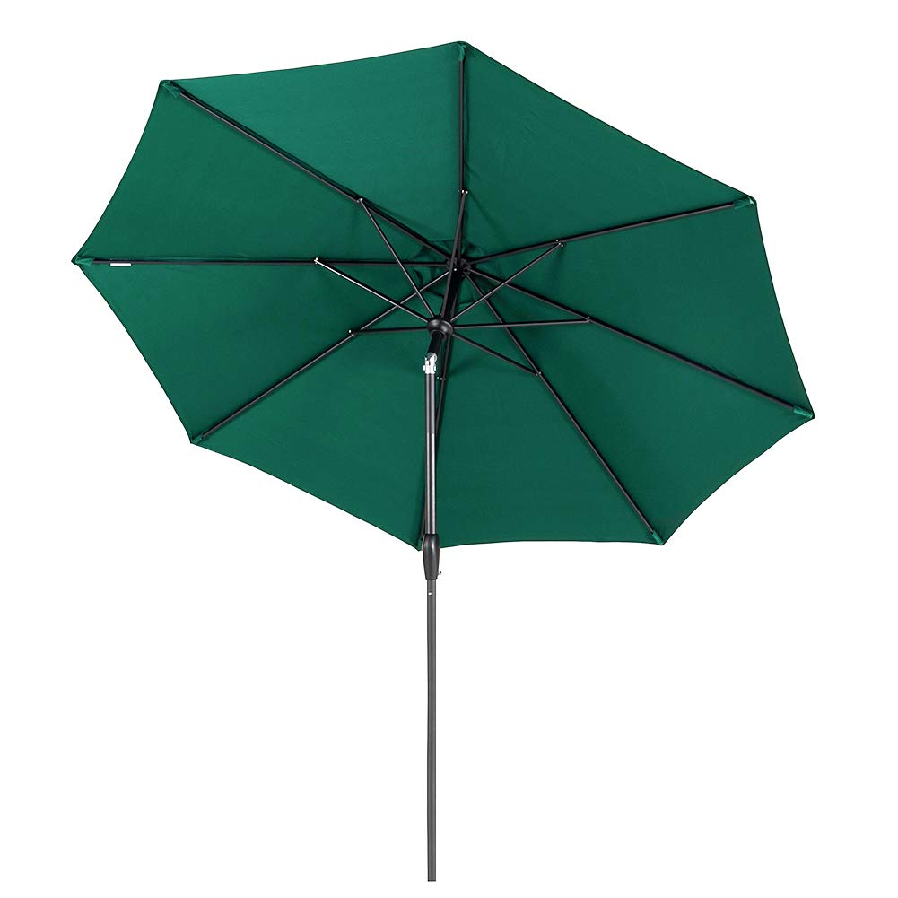 Tempera Patio Umbrella 9 Ft Outdoor Table Umbrella with Push ButtonTilt and Crank 8 Ribs, Forest Green