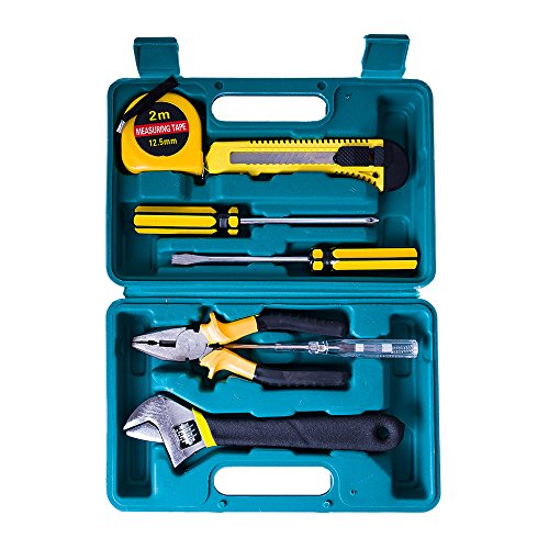 Click Here to See More Images Comwinn 8 in 1 Precision Screwdrivers Set,tape measure,utility knife,pliers,screw drivers,wrench and electric tester screwdrivers with Box for home,apartment,garage, car (Manual-8 in 1)