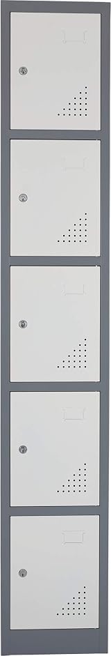 The Workplace Depot 5 Door Heavy Duty Locker Grey White 1800x300x300mm view 4