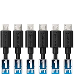 SABRENT [6-Pack 22AWG Premium 1ft Micro USB Cables