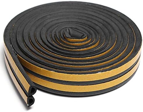 Window draft stopper- Self-adhesive Doors and Windows Draught Excluder Foam Seal Strip Collision Avoidance Rubber Weatherproof Seal (D-type 5m) (Black)