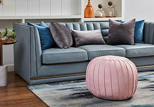 Comfortland Unstuffed Round Pouf Foot Stool for Christmas Medium Storage Ottoman Seat Decorative Bean Bag Floor Chair Foot Rest Pillow for Living Room, Bedroom, Kids Room and Wedding (Pink)