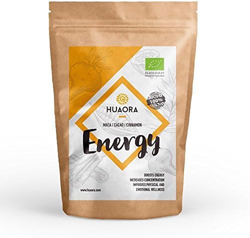 Huaora Energy - Maca, Cinnamon, Cacao | Organic Farming, Gluten Free, Soy Free, Lactose Free & Suitable for Vegans (150gr)