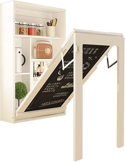 Gwf Table De Salle A Manger Pour Ordinateur De Bureau Multifonction Compacte Avec Rangement Mural Et Convertible Au Bureau Blanc Amazon Fr Cuisine Maison